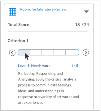  If the hover pointer is on a level, the name, description, and score appear in the level information area below the slider.
