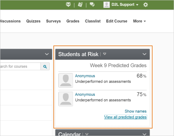 Students at Risk widget