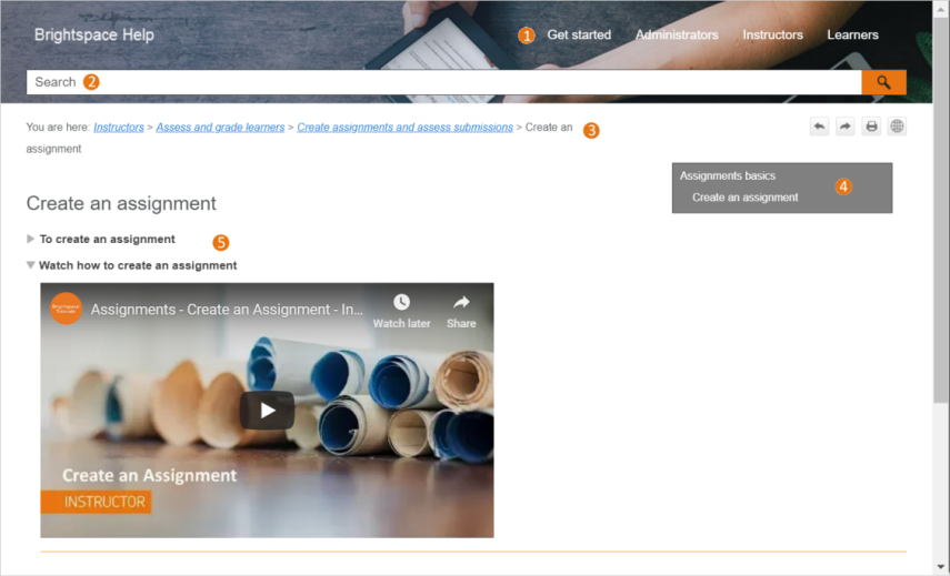 Overview of navigating in Brightspace Help