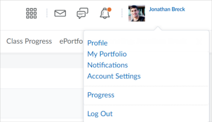 User profile settings in Brightspace