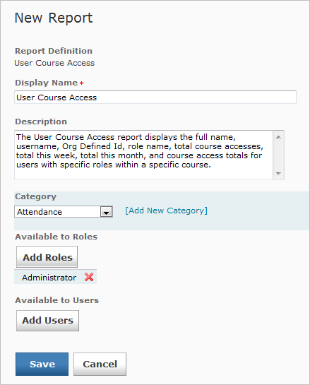 Create a personalized report by clicking the New Report button.